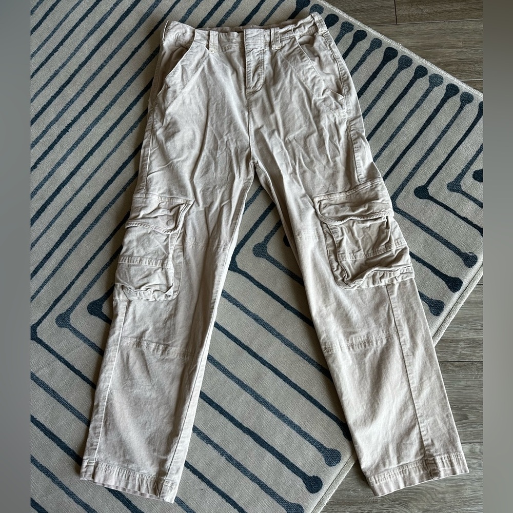 Free People Cream Cargo Trousers with Utility Pockets